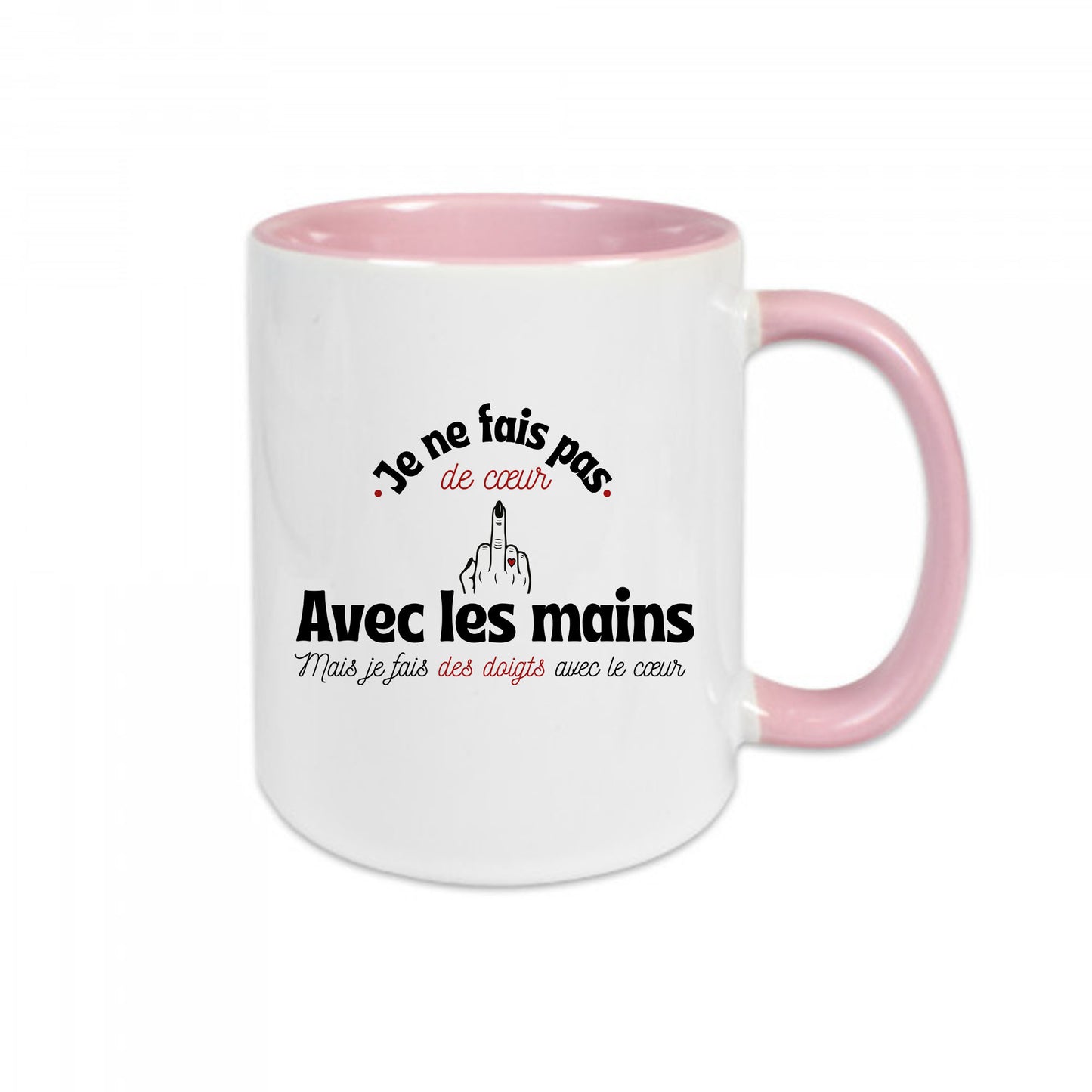 Mug céramique Je fais des doigts avec le cœur - Humour décalé et affection assumée