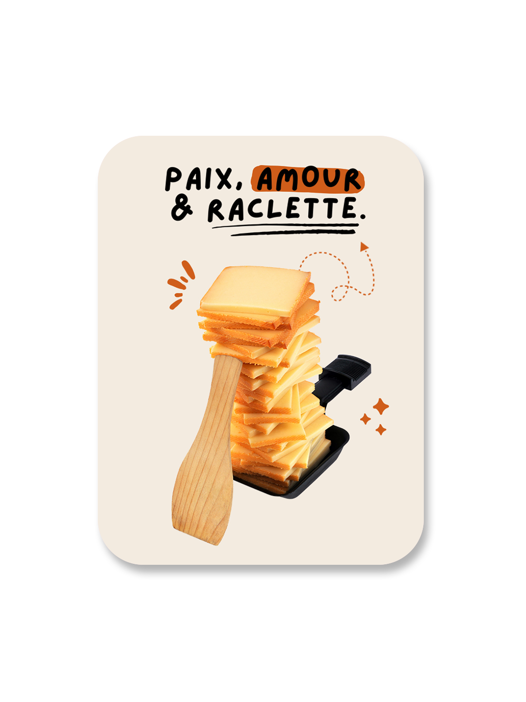 Aimant Paix, amour & raclette Encre et Créations