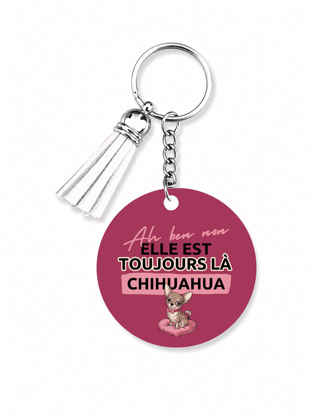 Porte-clés Elle est toujours là avec son chihuahua Encre et Créations