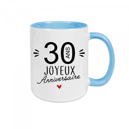 Mug céramique - 30 Ans Joyeux Anniversaire - Bleu - Mugs
