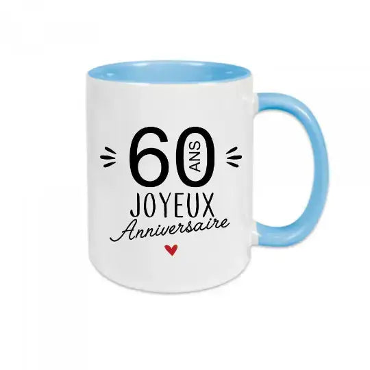 Mug céramique - 60 Ans Joyeux Anniversaire - Bleu - Mugs