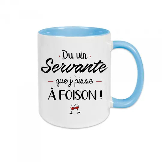 Mug céramique - Du vin servante que j’pisse à foison - Bleu - Mugs