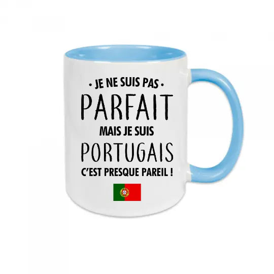 Mug céramique imprimé Je ne suis pas parfait mais je suis portugais - Bleu - Mugs
