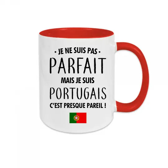 Mug céramique imprimé Je ne suis pas parfait mais je suis portugais - Rouge - Mugs