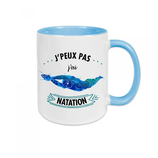 Mug céramique imprimé j’peux pas j’ai natation - Bleu - Mugs