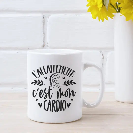 Mug céramique imprimé L’allaitement c’est mon cardio - Blanc - Mugs