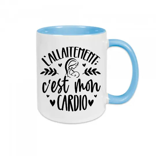 Mug céramique imprimé L’allaitement c’est mon cardio - Bleu - Mugs