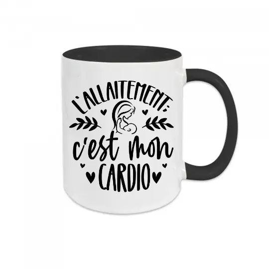 Mug céramique imprimé L’allaitement c’est mon cardio - Noir - Mugs