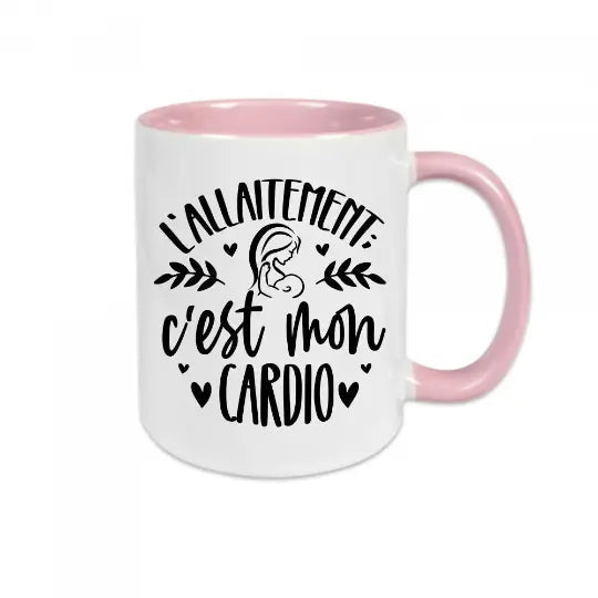 Mug céramique imprimé L’allaitement c’est mon cardio - Rose - Mugs