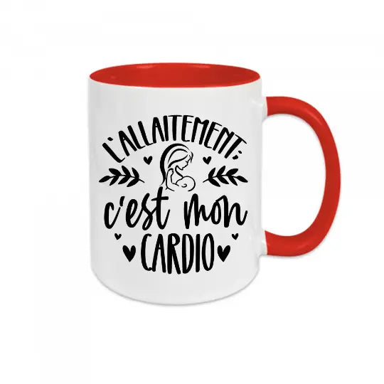 Mug céramique imprimé L’allaitement c’est mon cardio - Rouge - Mugs