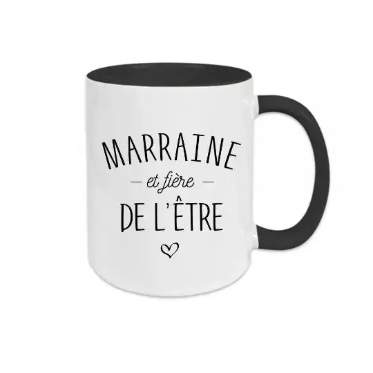 Mug céramique imprimé Marraine et fière de l’être - Noir - Mugs