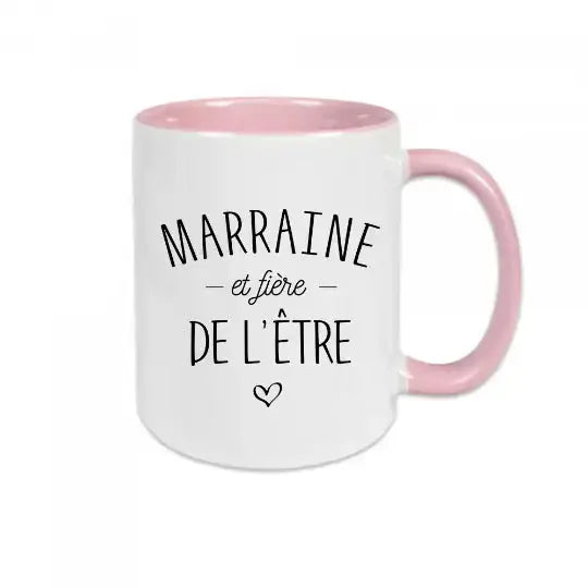 Mug céramique imprimé Marraine et fière de l’être - Rose - Mugs