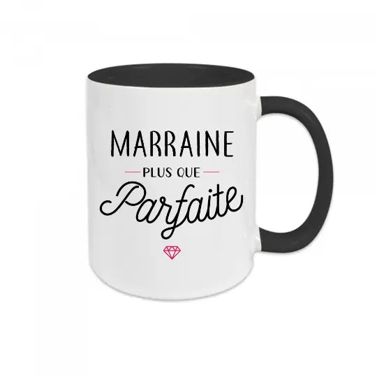 Mug céramique imprimé Marraine plus que parfaite - Noir - Mugs