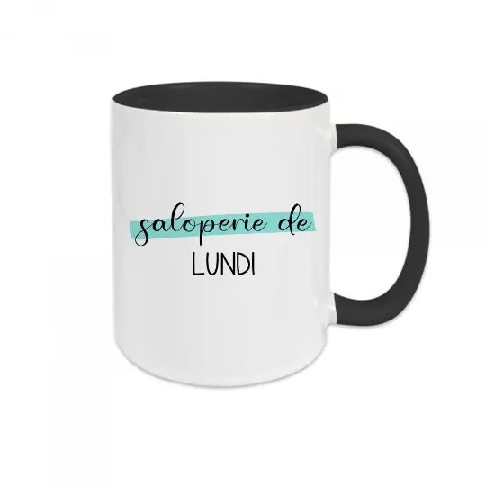 Mug céramique imprimé Saloperie de Lundi - Noir - Mugs