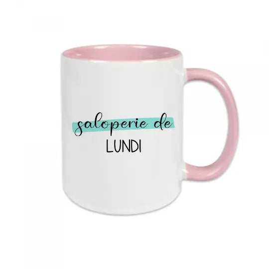 Mug céramique imprimé Saloperie de Lundi - Rose - Mugs