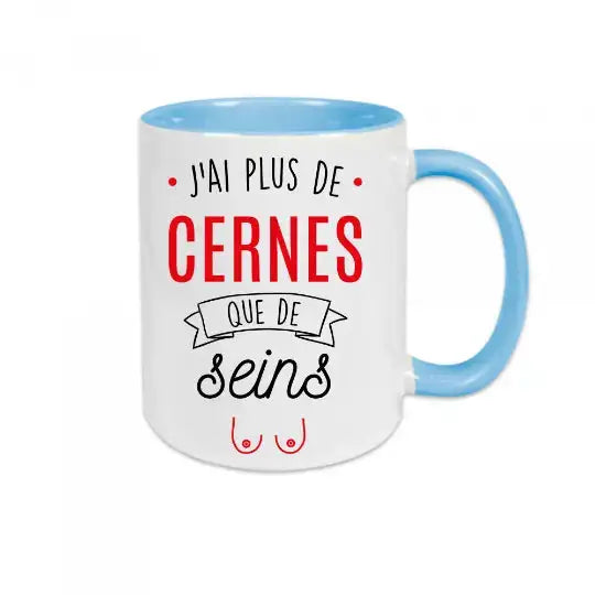 Mug céramique - J’ai plus de cernes que de seins - Bleu - Mugs