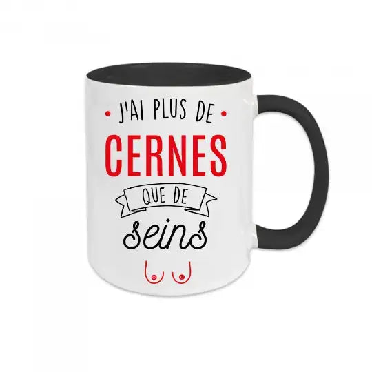 Mug céramique - J’ai plus de cernes que de seins - Noir - Mugs