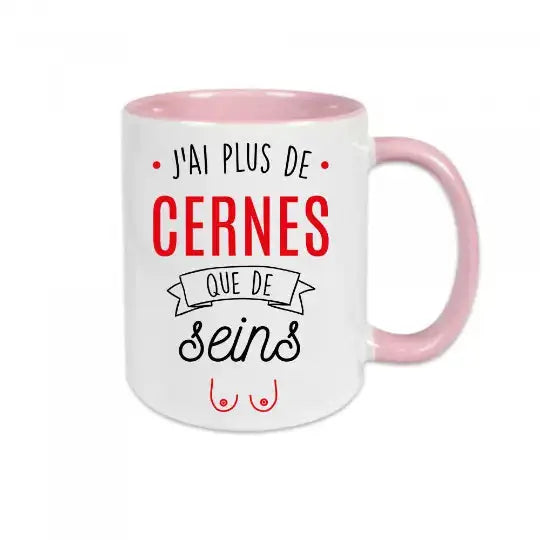 Mug céramique - J’ai plus de cernes que de seins - Rose - Mugs