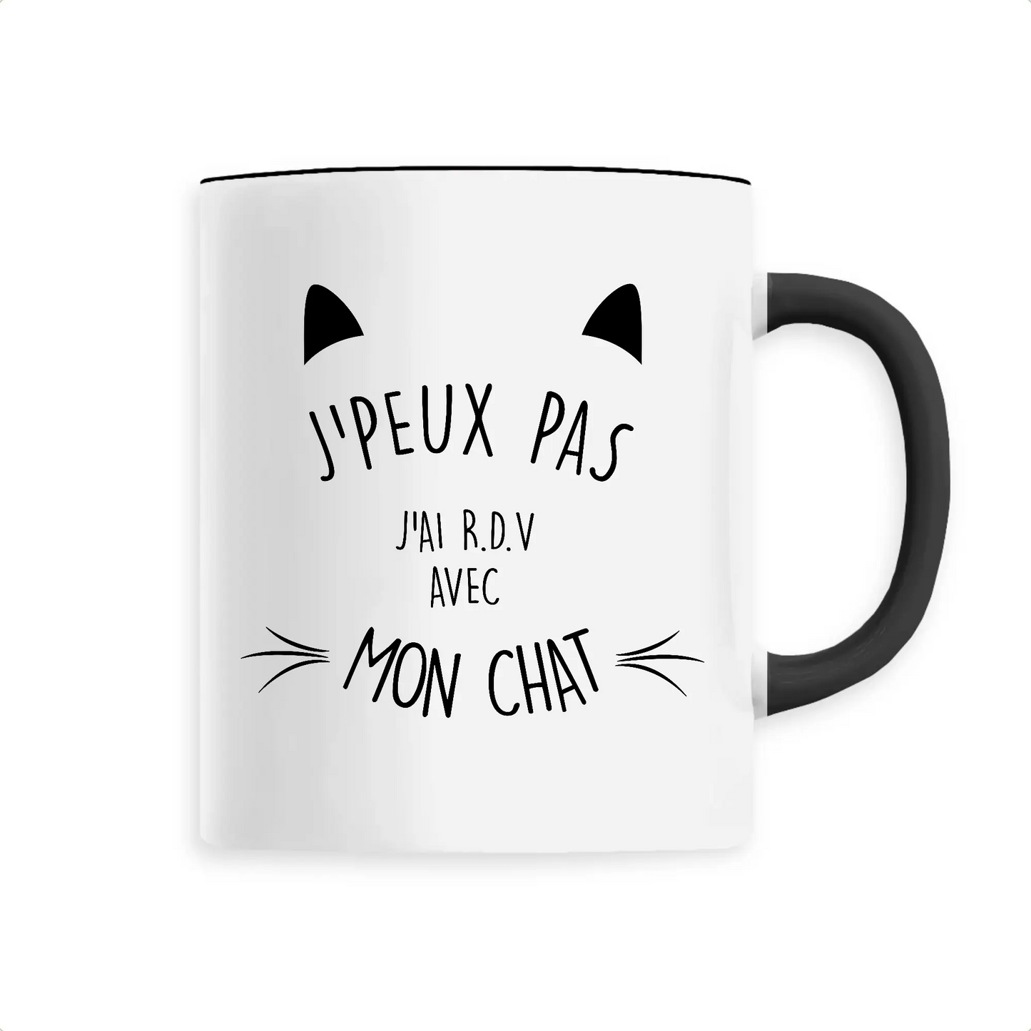 Mug céramique - J’ai RDV avec mon chat - Noir - Mugs