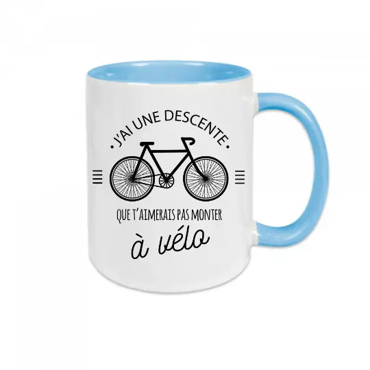 Mug céramique - J’ai une descente que t’aimerais pas monter à vélo - Bleu - Mugs
