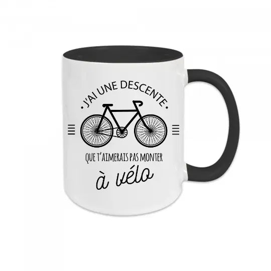 Mug céramique - J’ai une descente que t’aimerais pas monter à vélo - Noir - Mugs