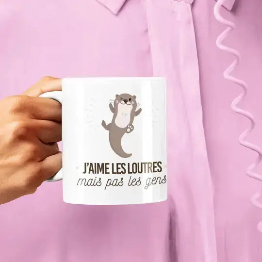 Mug céramique - J’aime les loutres mais pas les gens - Blanc - Mugs