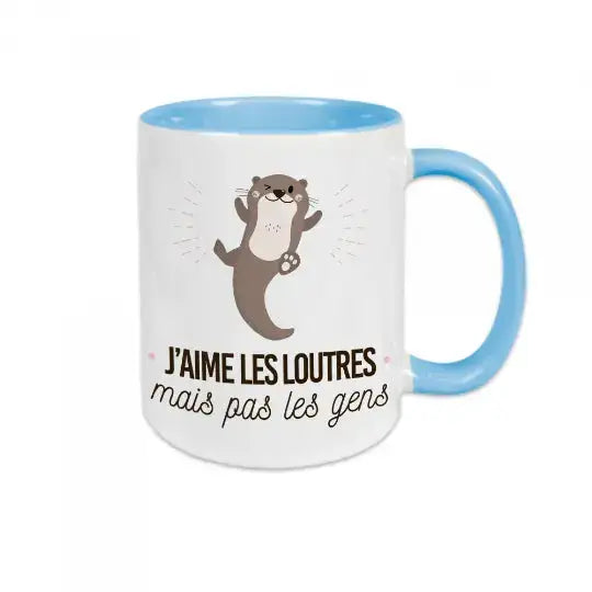 Mug céramique - J’aime les loutres mais pas les gens - Bleu - Mugs