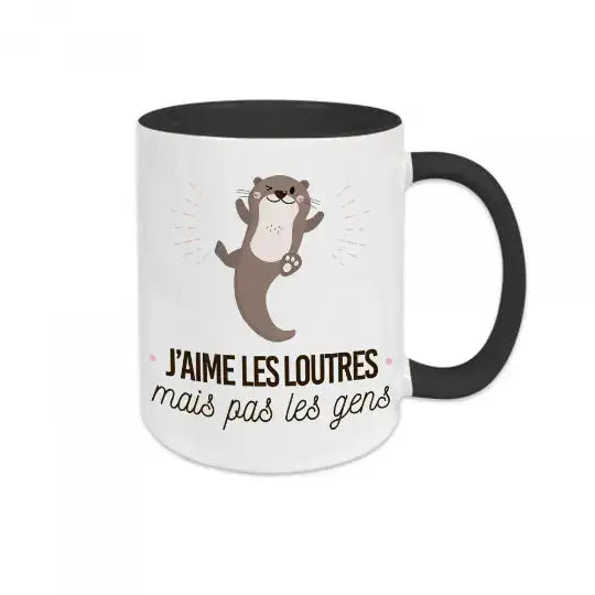 Mug céramique - J’aime les loutres mais pas les gens - Noir - Mugs