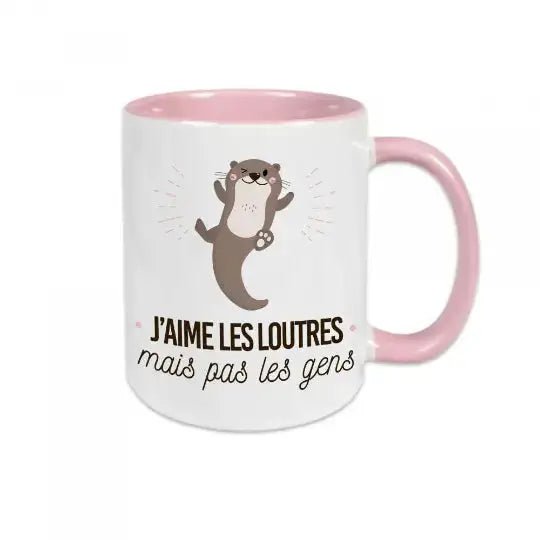 Mug céramique - J’aime les loutres mais pas les gens - Rose - Mugs