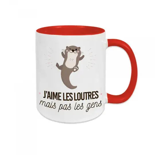 Mug céramique - J’aime les loutres mais pas les gens - Rouge - Mugs