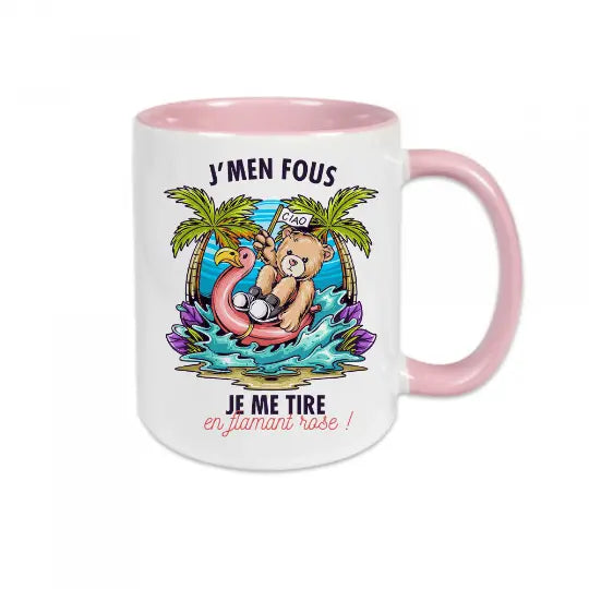 Mug céramique - Je me tire en flamant rose - Rose - Mugs
