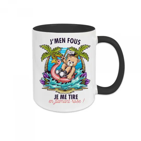 Mug céramique - Je me tire en flamant rose - Noir - Mugs