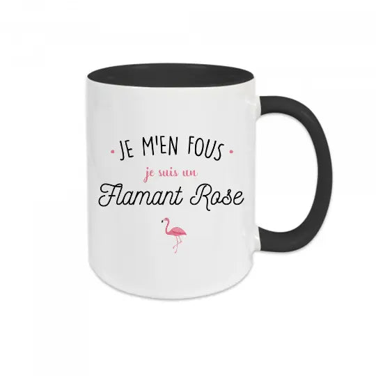 Mug céramique - Je m’en fous je suis un flamant rose - Noir - Mugs