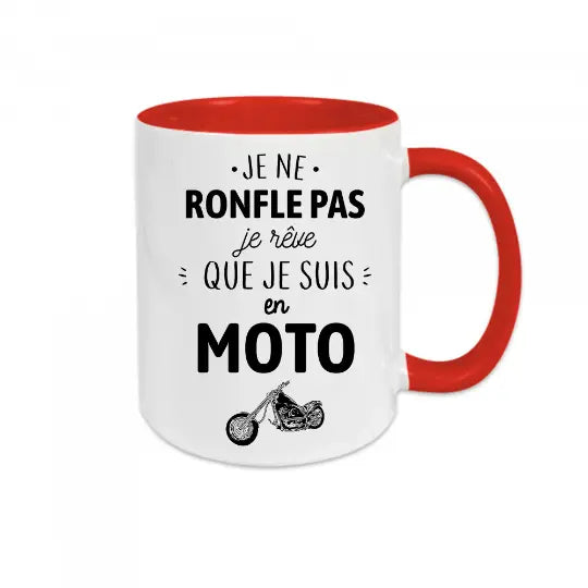 Mug céramique - Je ne ronfle pas je rêve que je suis en moto - Rouge - Mugs