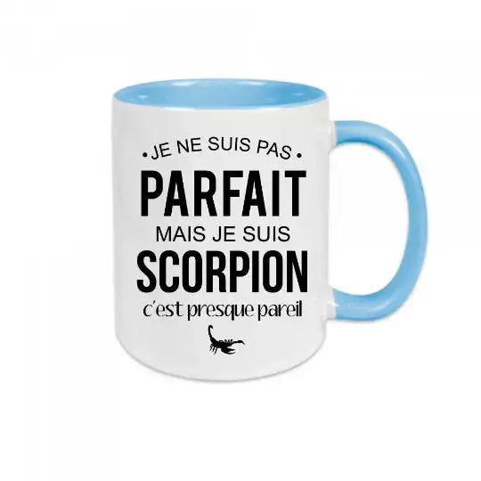 Mug céramique - Je ne suis pas parfait mais je suis scorpion c’est presque pareil - Bleu - Mugs