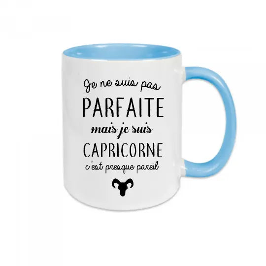 Mug céramique - Je ne suis pas parfaite mais je suis capricorne - Unique / Bleu