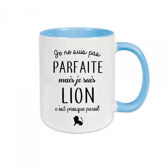 Mug céramique - Je ne suis pas parfaite mais je suis lion - Unique / Bleu