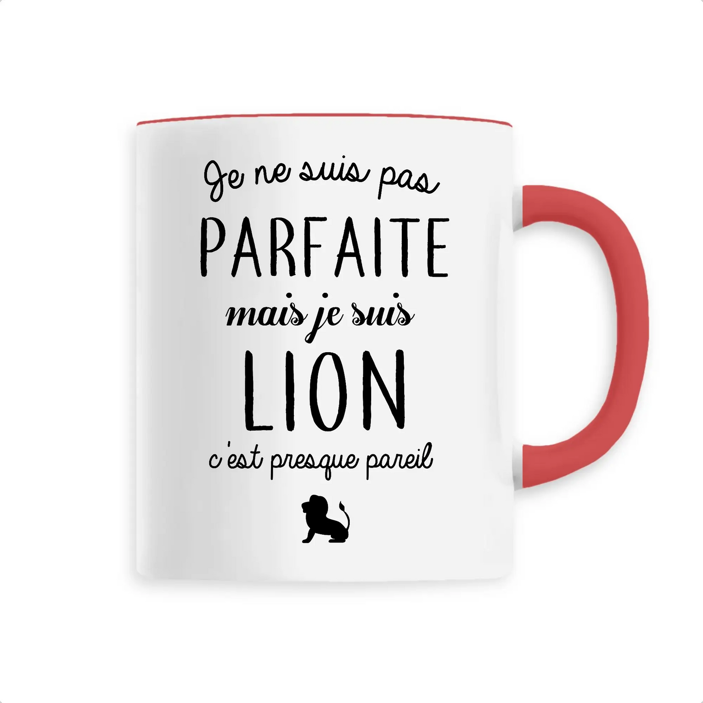 Mug céramique - Je ne suis pas parfaite mais je suis lion - Unique / Rouge