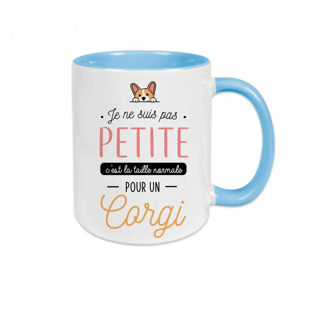 Mug céramique - Je ne suis pas petite c’est la taille normale pour un corgi - Bleu - Mugs