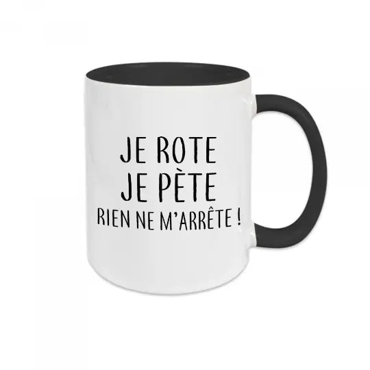 Mug céramique - Je rote je pète rien de m’arrête - Noir - Mugs