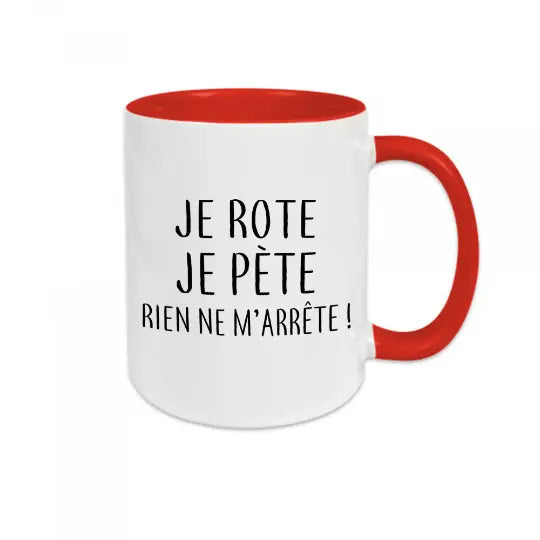 Mug céramique - Je rote je pète rien de m’arrête - Rouge - Mugs