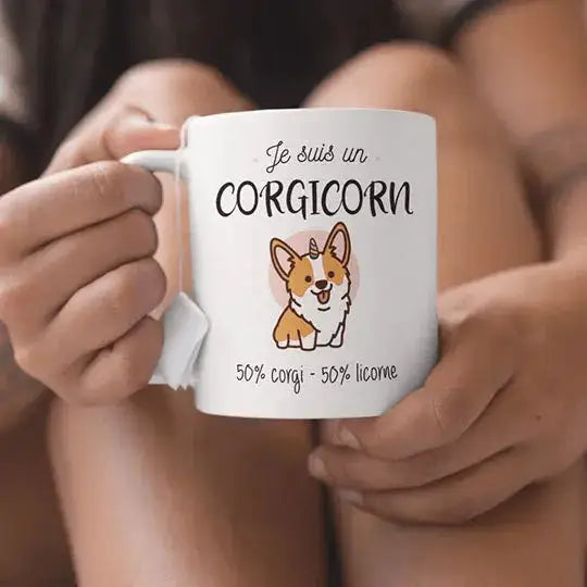 Mug céramique - Je suis un corgicorn - Blanc - Mugs