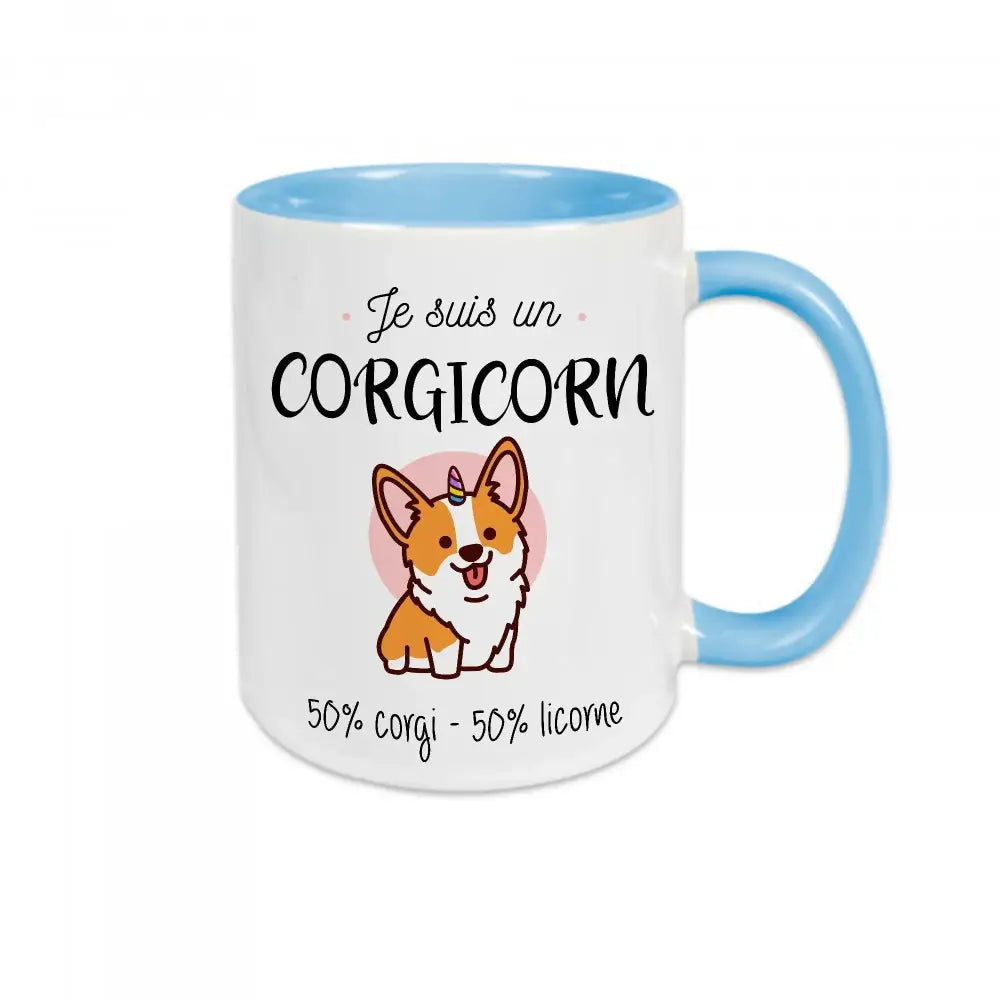 Mug céramique - Je suis un corgicorn - Bleu - Mugs