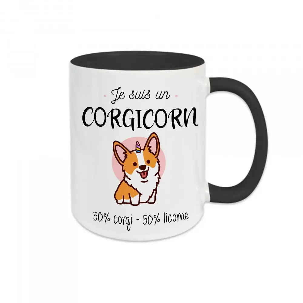 Mug céramique - Je suis un corgicorn - Noir - Mugs