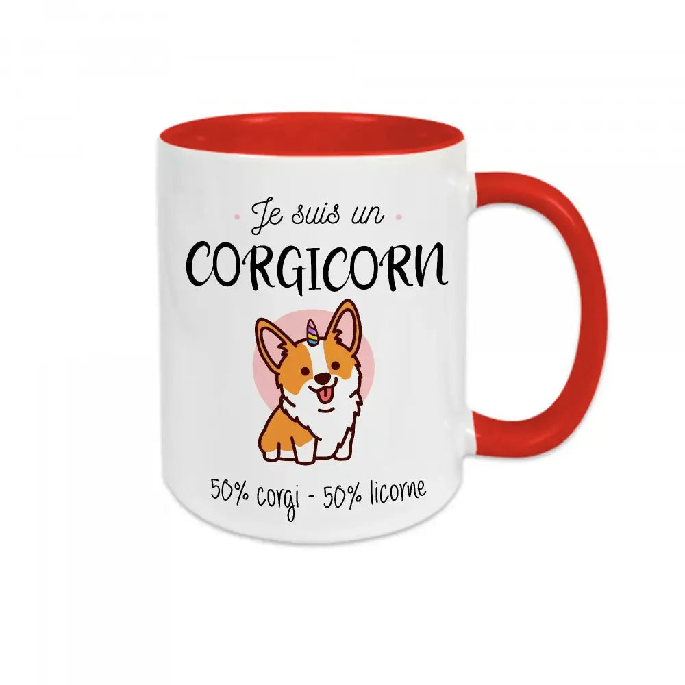 Mug céramique - Je suis un corgicorn - Rouge - Mugs