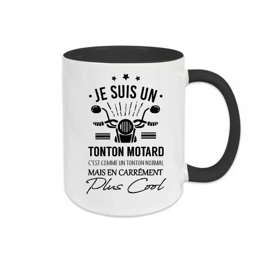 Mug céramique - Je suis un tonton motard - Noir - Mugs