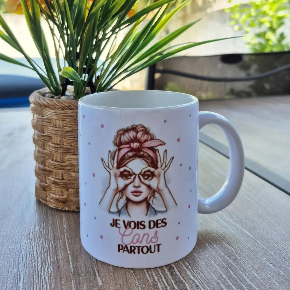 Mug céramique Je vois des cons partout
