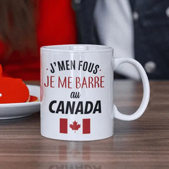 Mug céramique - J’men fous je me barre au canada - Blanc - Mugs