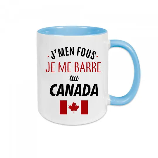 Mug céramique - J’men fous je me barre au canada - Bleu - Mugs