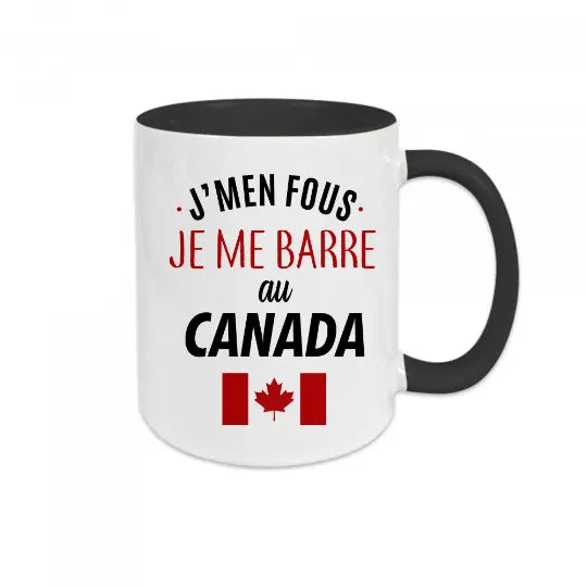 Mug céramique - J’men fous je me barre au canada - Noir - Mugs